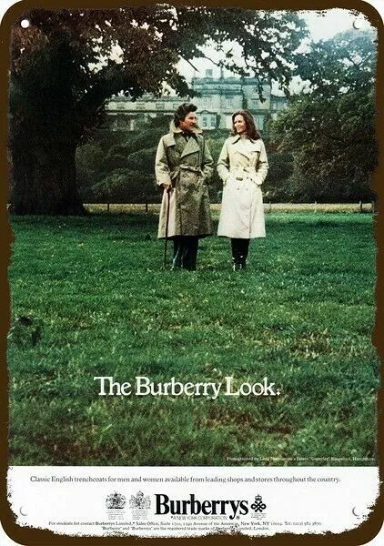 1977 BURBERRYS Retro English Clothes Vintag-Look *DECORATIVE REPLICA METAL SIGN*