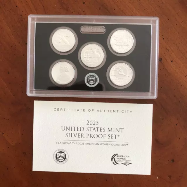 2023 S American Women Quarter Silver Proof Set - All 5 No Box With Proof COA