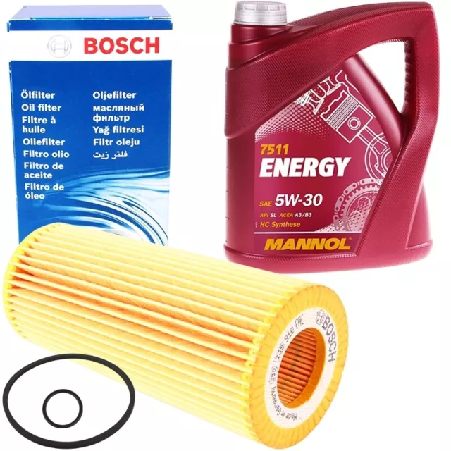 BOSCH ÖLFILTER + 5 LITER 5W-30 MOTORÖL MANNOL ENERGY 5W30 für VW 502.00 505.00