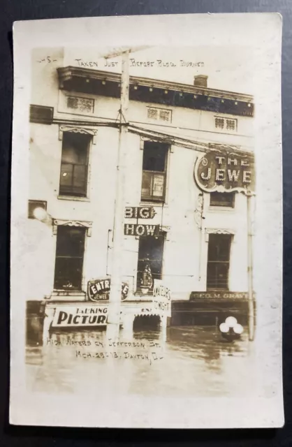 Mint USA RPPC Postcard Dayton Ohio High Waters On Jefferson Street 1913