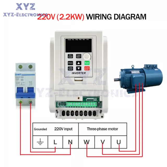 2.2KW 3PH 220v Variable Frequency Drive Inverter CNC VFD VSD Single To 3 Phase