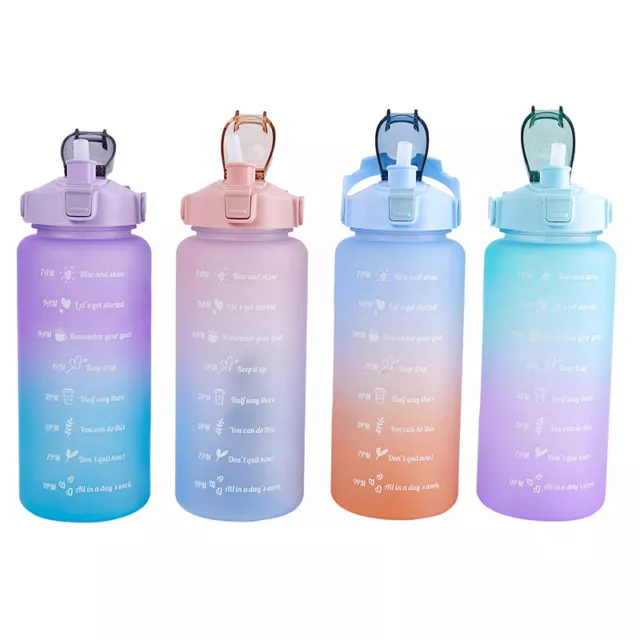 2 Liters Capacity Water Bottle With Straw Gradient With Color Hand -assisted ADC