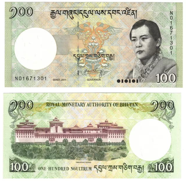 2011 Bhutan P32b 100 Ngultrum Banknote - UNC