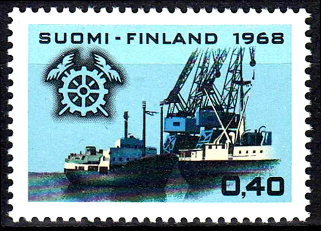 Finnland Suomi postfrisch MNH Schiff Boot Kran Frachtschiff Jahrgang 1968 / 9