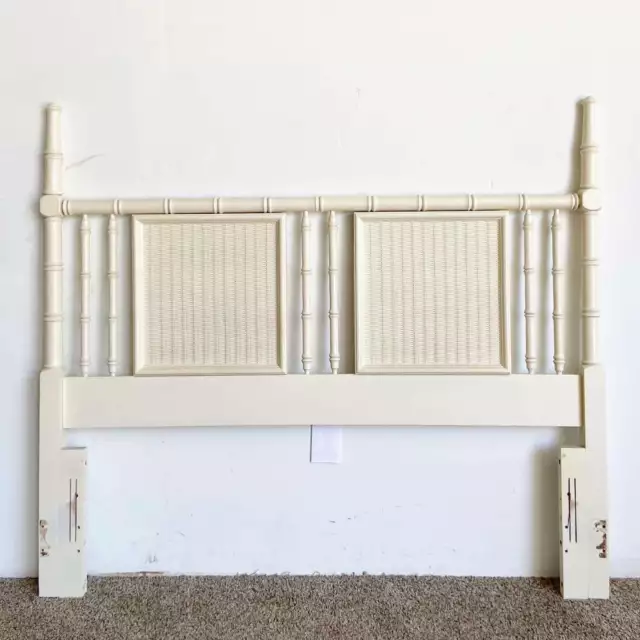 Boho Chic Off White Faux Bamboo Headboard