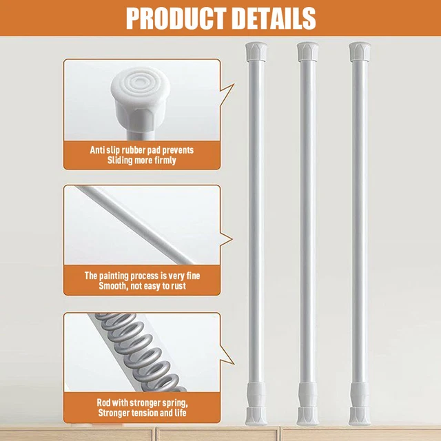 Heavy Duty Telescopic Shower Curtain Pole Rail Rod Bath Door Extendable Window