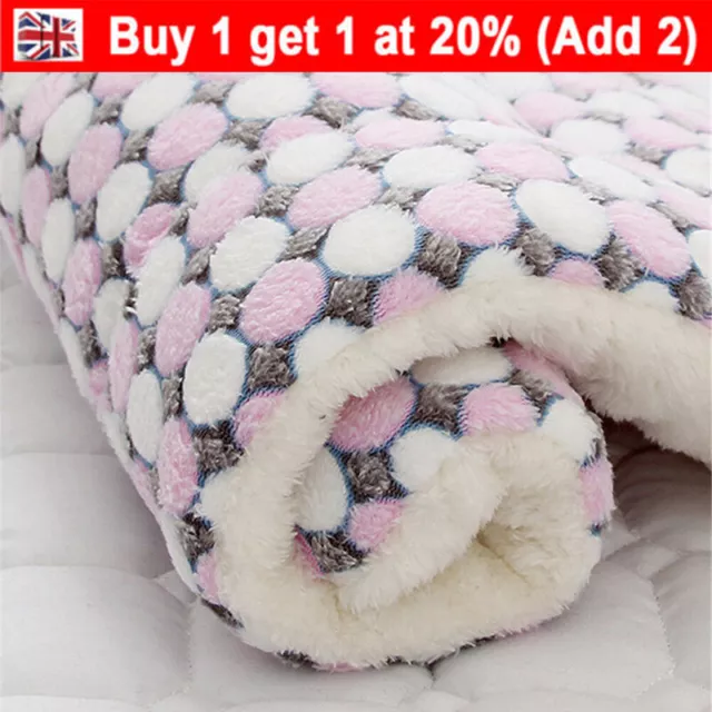 Pet Mat Paw Prints Cat Dog Puppy Fleece Soft Warm Blanket Bed Cushion MattreCR