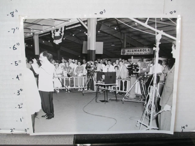 TV station set photo 1950s WNET Providence RI camera music director audience #2