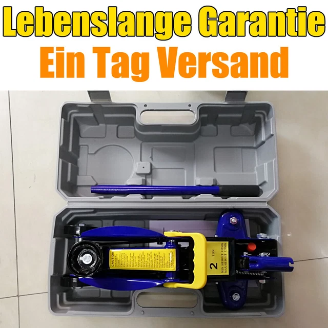 Huini Hydraulischer Wagenheber 2 Tonnen – Blau, Stahl, Höhe 135–320 Mm, Für Auto, Van & Notfälle Inkl. Tragetasche