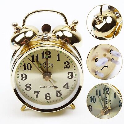 1 unidad despertador mecánico de metal retro reloj cuerda manual campana reloj decoración