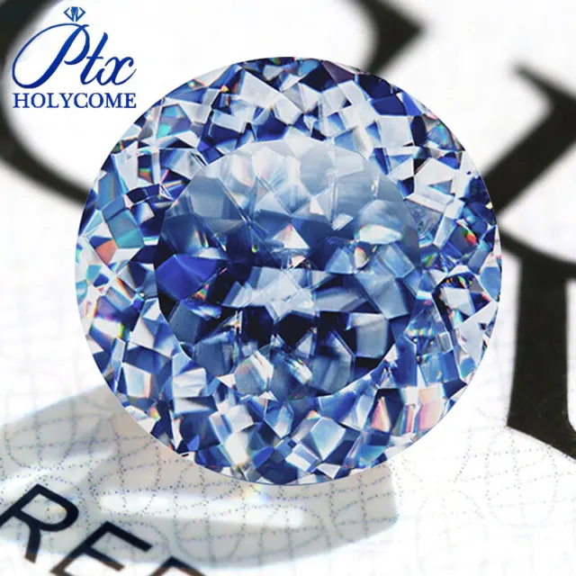 Round Portuguese Cut Moissanite Vivid Blue Natural Color VVS1 Manual Loose Gems