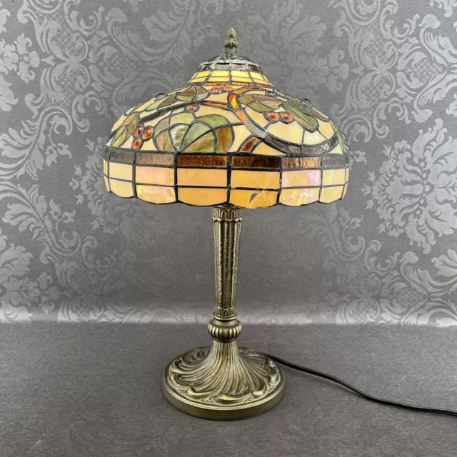 Tiffany Style Stained Glass Floral 18” Table Lamp Light Antique ￼￼Bronze Base