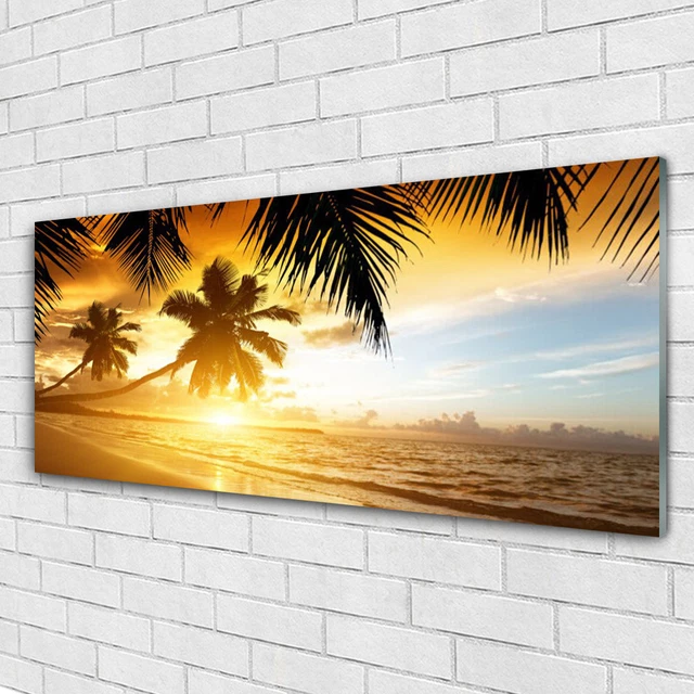 mpresson sur Verre 150x100cm Tableaux mage Photo Plage Sable Marche