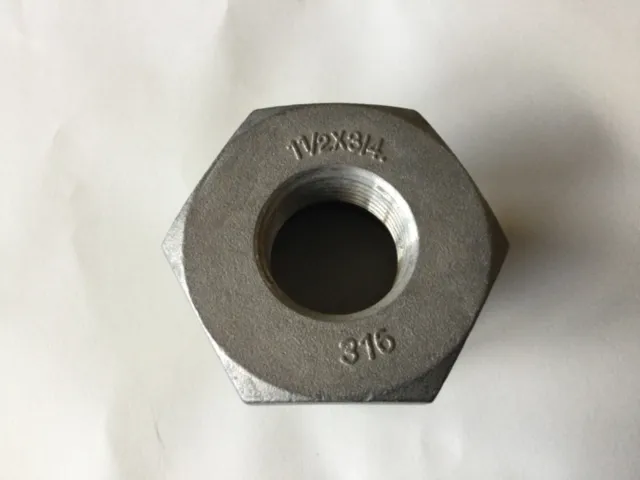 SS  316  1 1/2 to 3/4 inch reducer