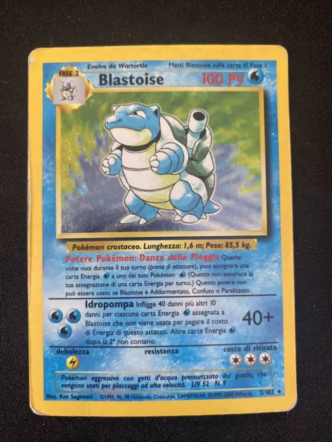 Pokemon Card Blastoise Holo 2/102 ITA Set Base