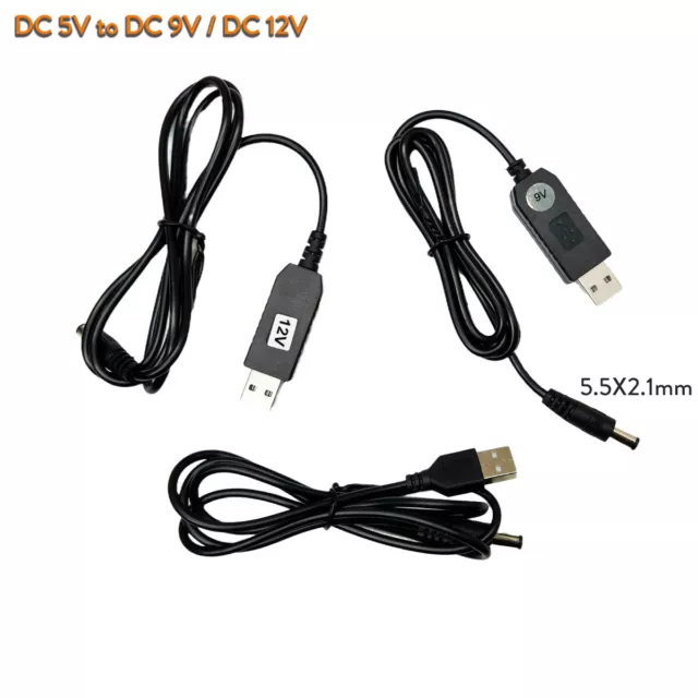 USB Power Boost Line DC 5V to DC 9V 12V Step UP Adapter 5.5 x 2.1mm Cable BC