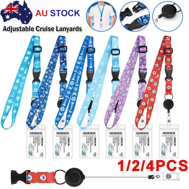 1/2/4X ADJUSTABLE CRUISE Lanyards with Waterproof ID Badge Reel Holder Key  Cards $8.39 - PicClick AU