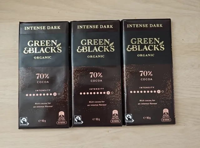 6 x 90g Green & Black's Organic 70% Cocoa 'Intense Dark' Chocolate