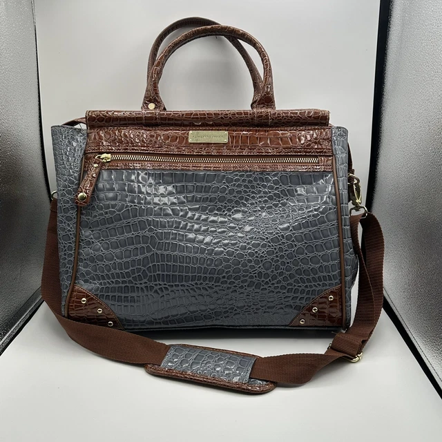 Samantha Brown Gray Large Weekender Carry On Bag Shoulder Strap Croc Luggage
