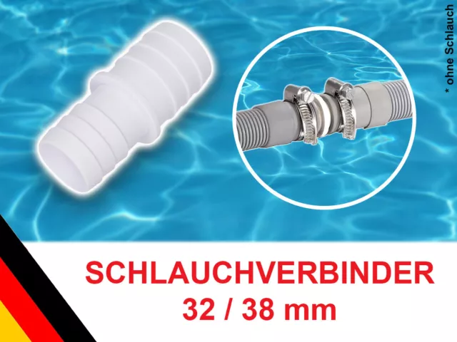 POOL SCHLAUCHVERBINDER 32 - 38mm Schlauchtülle Poolschlauch Adapter Intex  Teich EUR 2,50 - PicClick DE