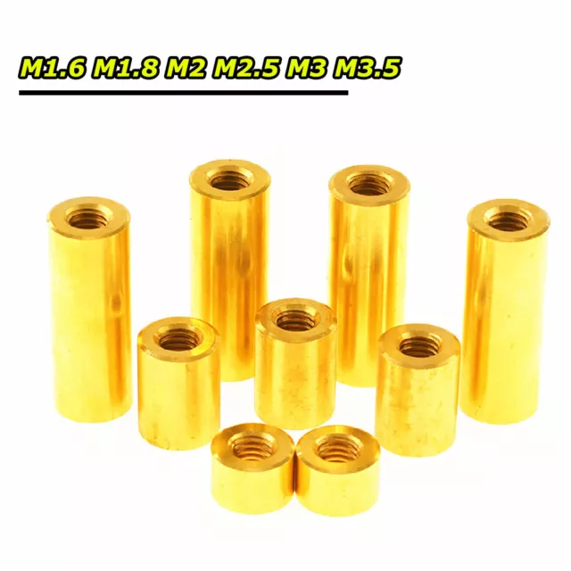 M1.6-M3.5 Brass Round Nuts Standoff Female Threaded Connector Sleeving Rod Studs