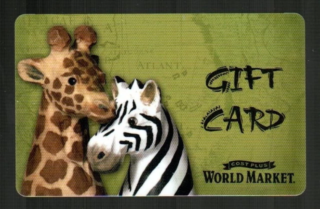COST PLUS WORLD MARKET Giraffe, Zebra ( 2007 ) Gift Card ( $0 )