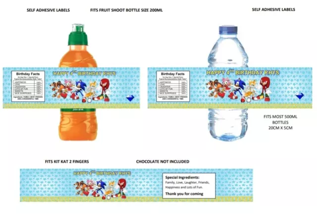 Personalised Spiderman Birthday Fruit Shoot Water Bottle kitkat LabelsParty  Bag
