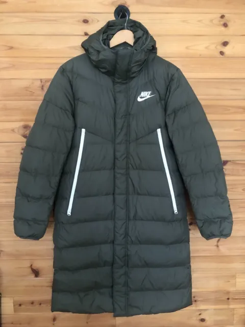 Nike Down Windrunner Puffer Long Parka Coat Jacket Khaki Green Size M Men's