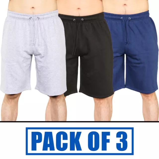 Mens Fleece Shorts Plain Jersey Elasticated Casual Gym Jogging Pants M-2Xl