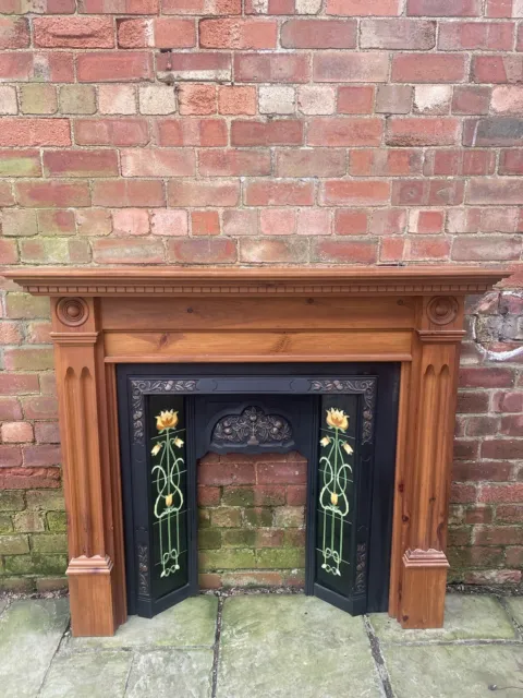 Restored Cast Iron Tiled Fireplace / Fire Insert Victorian Edwardian Style