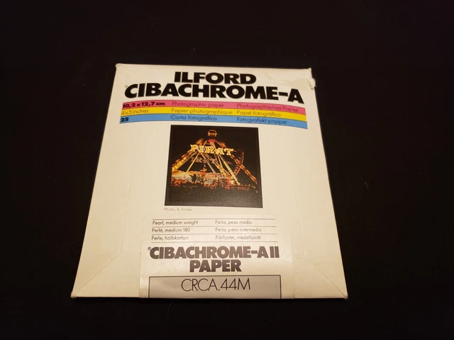 Nuevo Papel Fotográfico De Colección Sellado Ilford Cibachrome A Ii -Crca.44M 4X5 (25)