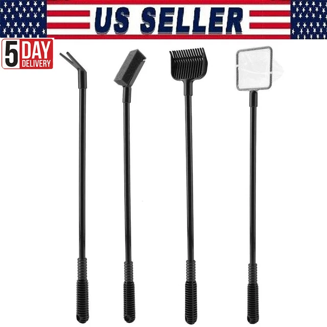 4 in1 Aquarium Cleaning Tool Glass Fish Tank Net Long Handle Gravel Rake Cleaner