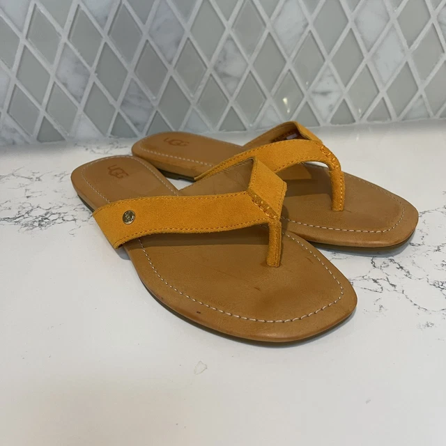 Ugg Womens Tuolumne Leather Flip Flop Sandals size 8.5 Orange Summer Beach Ugg Womens Tuolumne Leather Flip Flop Sandals size 8.5 Orange Summer Beach
