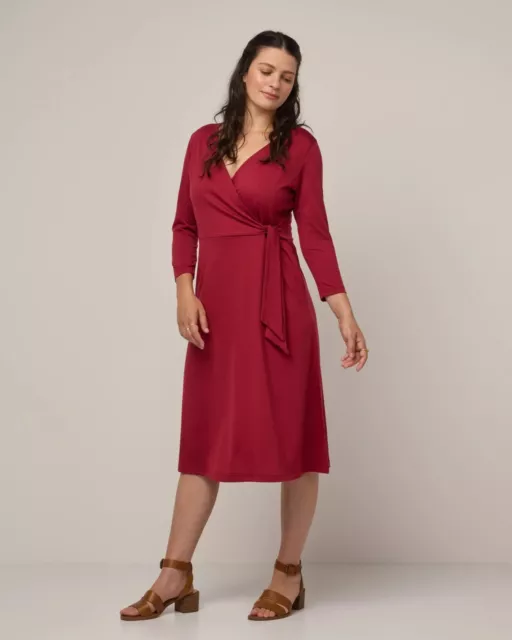 Rare WOOL& Wooland Ellie Midi Faux Wrap Dress, Garnet M