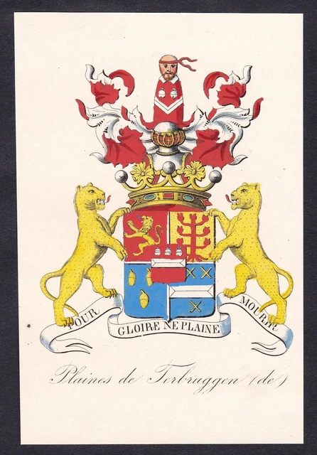 Terbugen PLAINES DE TERBRUGGEN Blason Coat Of Arms Armoiries Wapen Gravure 1845 ...