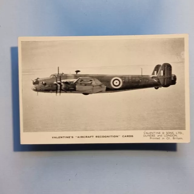 WW2 Aircraft Recognition Postcard C1940 Handley Page Halifax I Heavy Bomber RAF