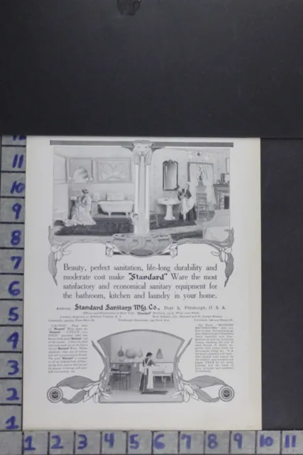 1907 Edwardian Home Decor Bathroom Kitchen Laundry Pittsburg Vintage Ad Ef015