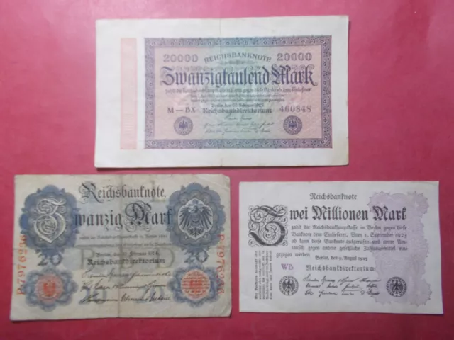 Lot 3 Billets Banque Différents Vrac ALLEMAGNE (OU)