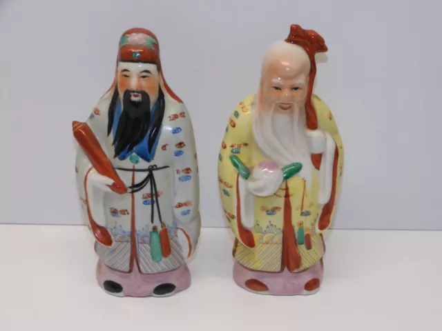 -2 SUJETS PERSONNAGES EN PORCELAINE DE CHINE XXe COLLECTION ASIE D