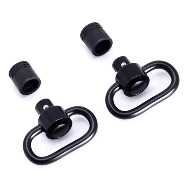 2Pack 1/1.25 Inch QD Tactical Push Button Sling Swivel Loop Mount Adapter Black