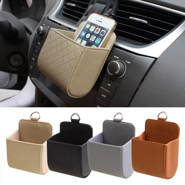 1Pc Car Storage Bag Air Vent Dashboard Tidy Hanging Leather Organizer With H~m'