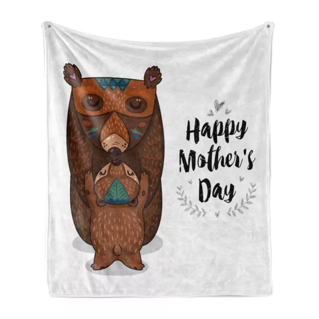 Saying Soft Flannel Fleece Throw Blanket Mom and Bear Hug