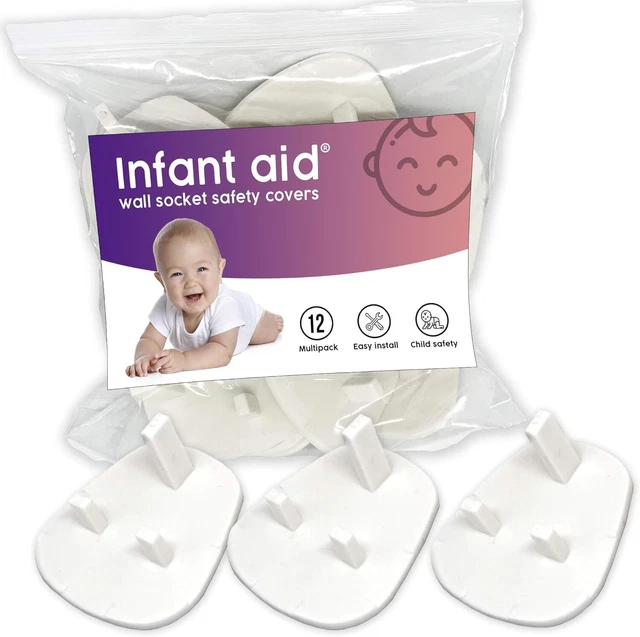 Säuglingshilfe - kindersicherer Stecker Steckschlüsselabdeckungen UK - 12er-Pack - Baby Proofing Guard/
