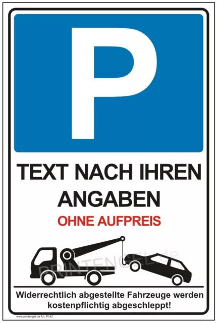 Parkverbot Schild Parken Verboten Warn-Hinweisschild Wunschtext Individuell P142