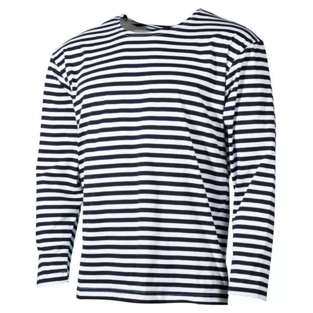 MFH Maglia Maglietta T-shirt uomo a righe girocollo Navy/White Over sizes