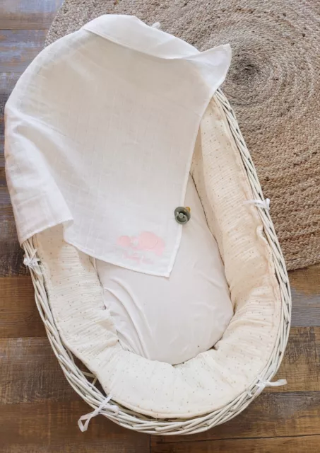 Lange en coton blanc pour bébé - thème éléphants roses