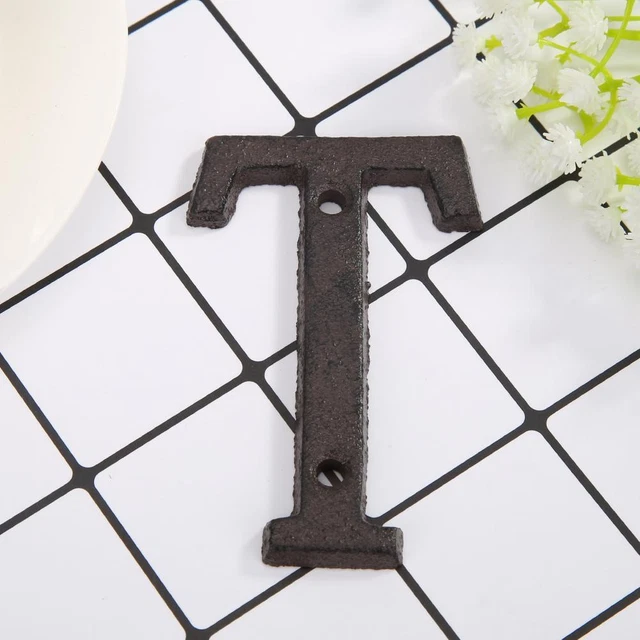 Cast Iron House Sign Metal Letters Alphabet Doorplate DIY Cafe Shop Wall Decor #
