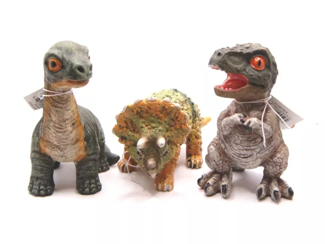 3 x Rare Resin Dinosaur Models Figures T-Rex Triceratops Brachiosaurus