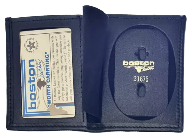 BOSTON LEATHER BOOK STYLE BADGE CASE: Shield Cutout (100-S-4144)