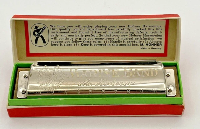 Vintage M. Hohner No. 34B OLD STANDBY Harmonica w/Original Box Key of C